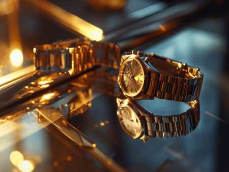 Luxury wrist watch, close-up shot with shallow depth of fieldの素材