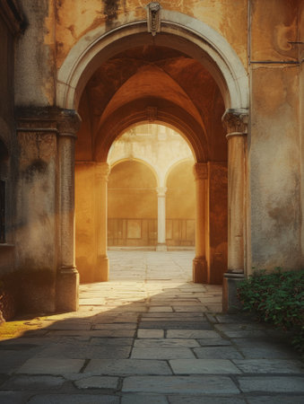 Archway in the courtyard of an old building in Vienna, Austriaの素材