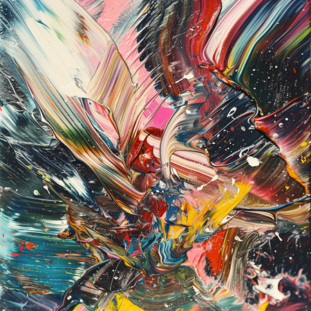 abstract colorful background with oil paint splashes and drops on canvasの素材