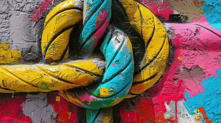 Fragment of colored graffiti painted on a wall. Texture. Abstract background for design.の素材