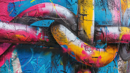 Fragment of colored graffiti painted on a brick wall. Texture. Abstract background for design.の素材