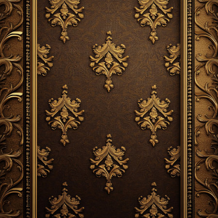 The template for the inscription. Vintage background with decorative elements and gold ornamentの素材