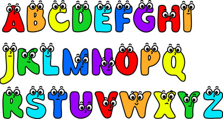 Cute Cartoon Alphabet for Kids - A, I, J, Rのイラスト素材