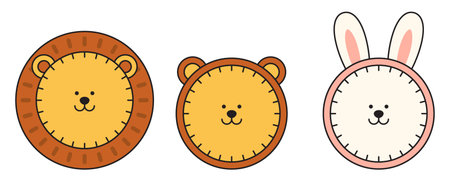 Cute cartoon animals set. Vector illustration. Cute animals collection.のイラスト素材