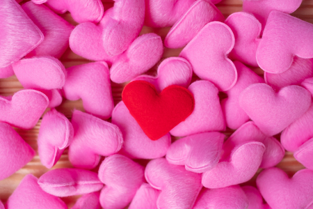 pink heart shape decoration background. Love, Wedding, Romantic and Happy Valentineâ s day holiday conceptの写真素材