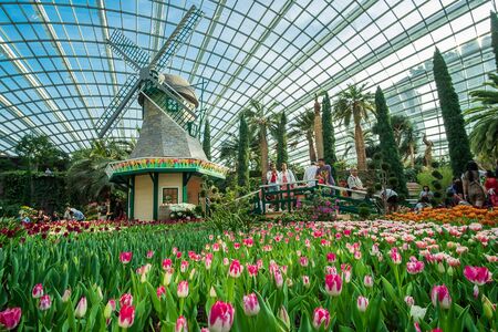 Flower Forest dome at gardens by the bay in Singapore. landmark and popular for tourist attractions. Singapore, 9 May 2019のeditorial素材
