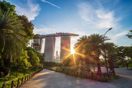 The Beautiful sunset Marina Bay Sands hotel in Singapore. landmark and popular for tourist attractions. Singapore, 9 May 2019のeditorial素材