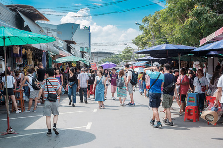 traveler at Chatuchak Weekend Market, landmark and popular for tourist attractions in Bangkok; Bangkok, Thailand 15 June 2019のeditorial素材