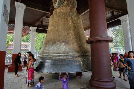 Mingun Bell located in Mingun, Sagaing Region, near Mandalay and Irrawaddy River. It was the heaviest functioning bell in the world at several times in history. Mandalay, Myanmar,11 August 2018のeditorial素材