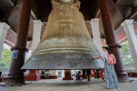 Mingun Bell located in Mingun, Sagaing Region, near Mandalay and Irrawaddy River. It was the heaviest functioning bell in the world at several times in history. Mandalay, Myanmar,11 August 2018のeditorial素材