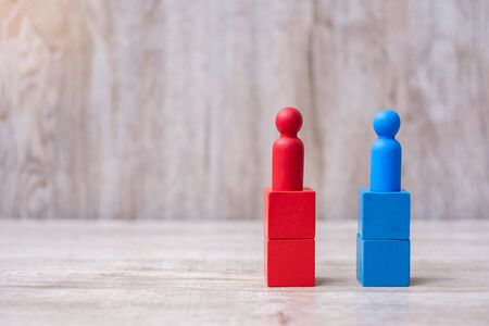Red and Blue businessman leader  fighting. leadership, business, competition, fighter, conflict, solution conceptの写真素材