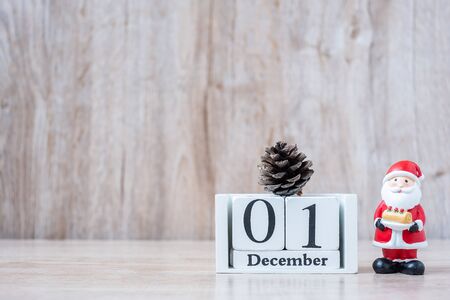 1 December calendar with Christmas decorationの写真素材