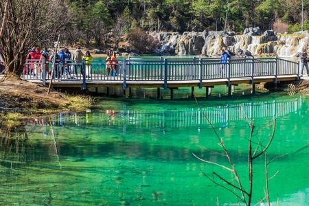 Beautiful of Blue Moon Valley, landmark and popular spot for tourists attractions inside the Jade Dragon Snow Mountain (Yulong) Scenic Area, near Lijiang Old Town. Lijiang, Yunnan, Chinaのeditorial素材