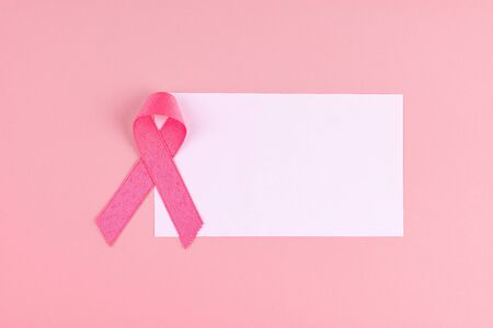 Breast Cancer Awareness month, Pink Ribbon supporting people living and illness. Healthcare, International Women day and World cancer day conceptの写真素材