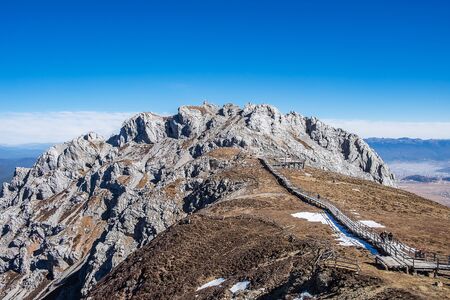 Beautiful of Shika Snow Mountain or Blue Moon Valley, landmark and popular for tourists attractions in Zhongdian city (Shangri-La). Yunnan, China. Asia travel conceptの写真素材