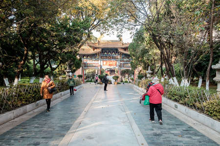 scenic of Yuantong Temple, the most famous Buddhist temple in Kunming. landmark and popular for tourists attractions. Kunming, Yunnan, China, 10 December 2019のeditorial素材