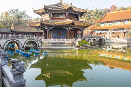 scenic of Yuantong Temple, the most famous Buddhist temple in Kunming. landmark and popular for tourists attractions. Kunming, Yunnan, China, 10 December 2019のeditorial素材