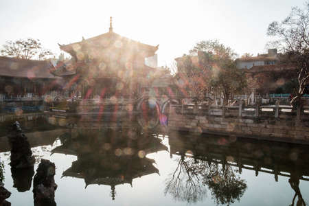 scenic of Yuantong Temple, the most famous Buddhist temple in Kunming. landmark and popular for tourists attractions in Kunming, Yunnan, China. Asia travel conceptのeditorial素材