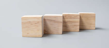 wooden block on the building. Business planning, Risk Management, Solution and strategy Concepts