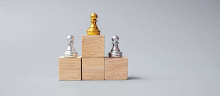 Top of golden chess pawn pieces or leader businessman.の写真素材