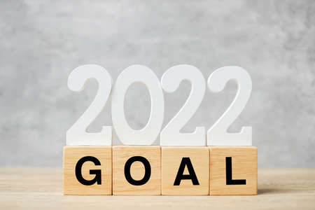 2022 New Year text with GOAL block. Resolution, strategy, plan, motivation, reboot, business and...