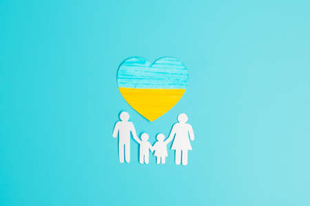 Support for Ukraine in the war with Russia, symbol of Heart with flag of Ukraine. Pray, No war, stop...