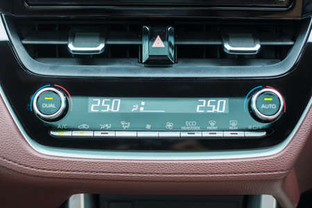 temperature the air flowing during driving car on the road, air conditioner cooling system inside...