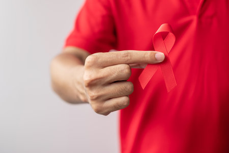 December World Aids Day with condom, acquired immune deficiency syndrome, HIV, prevention, safety sexual and Healthcare conceptの写真素材