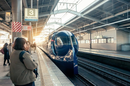 Nankai Line Airport Express train line from Kansai international airport to Osaka city. Osaka, JAPAN, 30 November 2019のeditorial素材
