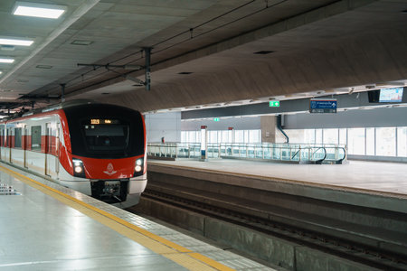 The Red Line commuter train system is a suburban rail project under construction in Bangkok Metropolitan Region, Thailand. Bangkok, Thailand, 12 November 2022のeditorial素材