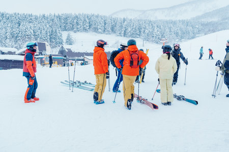 Ski in winter season at Niseko. landmark and popular for Ski and Snowboarding tourists attractions in Hokkaido, Japan. Niseko, Japan, 6 February 2023のeditorial素材
