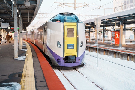 Hokuto limited express train at JR Hakodate station. Hakodate, Japan, 7 February 2023のeditorial素材