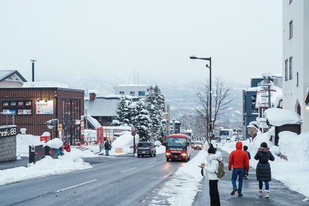 Niseko city with Snow in winter season. landmark and popular for attractions in Hokkaido, Japan. Niseko, Japan, 6 February 2023のeditorial素材