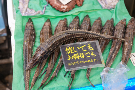 seafood products in Otaru Market. landmark and popular for attractions in Hokkaido, Japan. Otaru, Japan 8 February 2023のeditorial素材