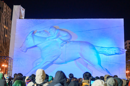 Snow sculpture at Sapporo Snow Festival site in Odori Park. Sapporo, Hokkaido, Japan, 8 February 2023のeditorial素材
