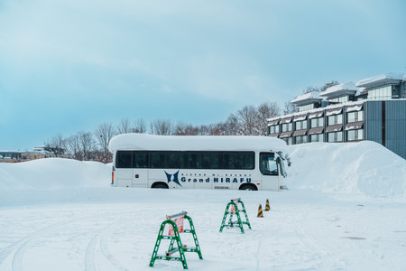 Niseko Ski area in winter season. landmark and popular for Ski and Snowboarding tourists attractions in Hokkaido, Japan. Niseko, Japan, 6 February 2023のeditorial素材