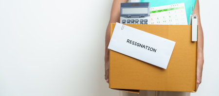 Resignation, Layoff, Unemployment, Dismiss, Job quit, Jobless and Farewell concept. Businesswoman...