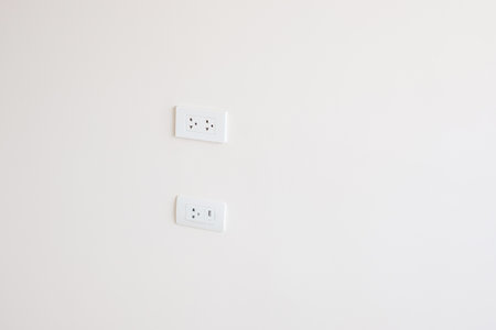 Electrical socket on wall at  home or apartmentの写真素材