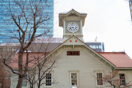 Sapporo Clock tower with Snow in winter season. landmark and popular for attractions in Hokkaido, Japan. Travel and Vacation conceptの写真素材