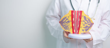 doctor holding Breast Anatomy model. Breast Augmentation Surgery, October Breast Cancer Awareness month, Pregnant, Diagnosis, Beauty woman enlargement and medical conceptの写真素材