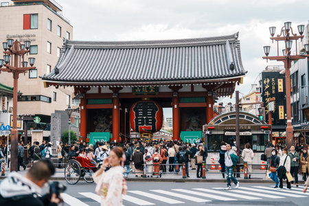Sensoji or Asakusa Kannon Temple is a Buddhist temple located in Asakusa. It is one of Tokyo most colorful and popular temple. Landmark for tourist attraction. Tokyo, Japan, 18 November 2023のeditorial素材