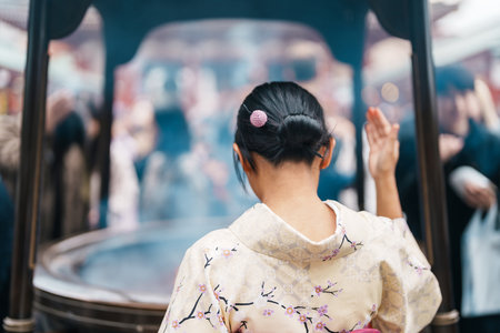 Tourists visit Sensoji Temple or Asakusa Kannon Temple is a Buddhist temple located in Asakusa. Landmark and popular for tourist attraction and Travel destination in Tokyo, Japan and Asia conceptの写真素材