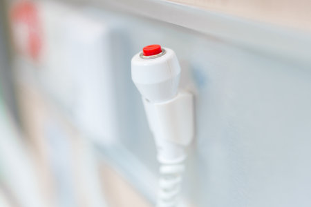 emergency button in hospital room, calling nurse in emergency case. Professional Medical system and...
