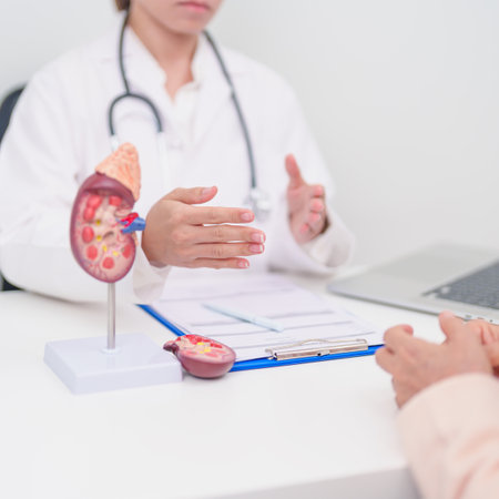 Elderly Patient consultation with doctor for Kidney disease, Urinary system and Stones, Cancer,...