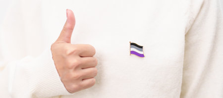 International Asexuality April Day and Happy Pride June month and LGBTQIA with flag Brooch pin for LGBTQ, Marriage Equality Law, Pansexual, Demisexual and transgenderの写真素材