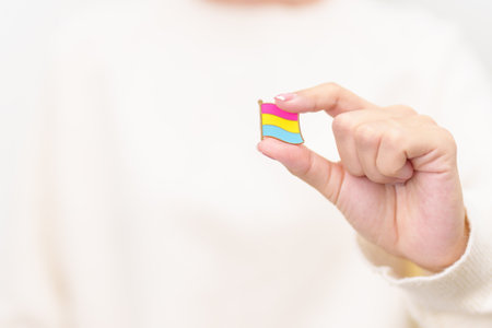 Pansexual Visibility Day and Panromantic May Awareness Day and LGBT pride month concept. hand...