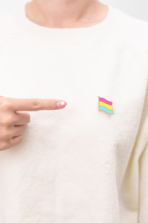 Pansexual Visibility Day and Panromantic May Awareness Day and LGBT pride month concept. hand holding pink, yellow and blue heart shape for Lesbian, Gay, Bisexual, Transgender and Marriage Equalityの写真素材