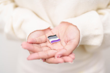 International Asexuality April Day and Happy Pride June month and LGBTQIA with flag Brooch pin for...
