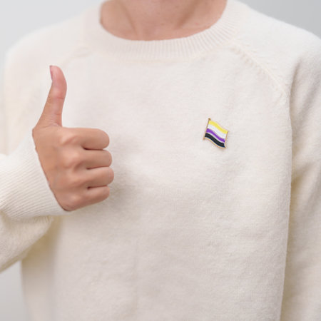 International Non Binary People July Day and Happy Pride June month and LGBTQIA with flag Brooch pin for LGBTQ, Marriage Equality Law, Pansexual, Demisexual and transgenderの写真素材