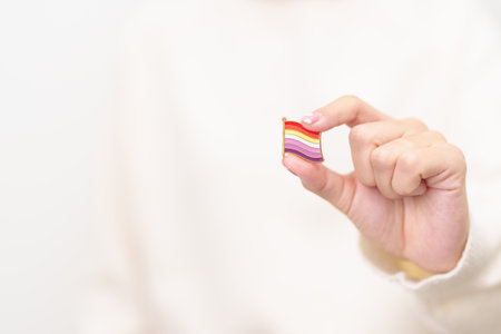 International Lesbian October Day, Lesbian Visibility April Day and Happy Pride June month and LGBTQIA with flag Brooch pin for LGBTQ, Marriage Equality Law, Pansexual, Demisexual and transgenderの写真素材